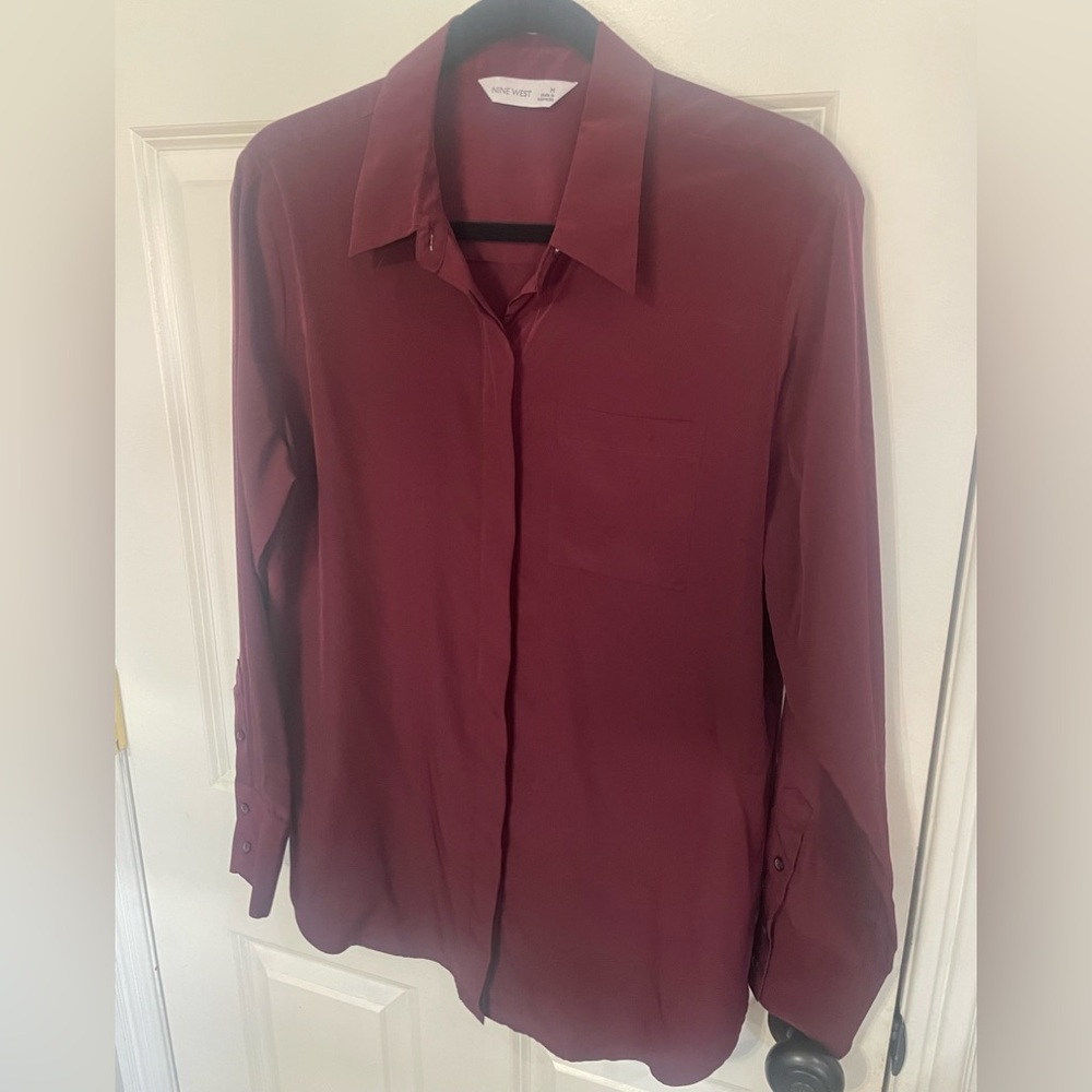 Nine West Burgandy Dress Shirt